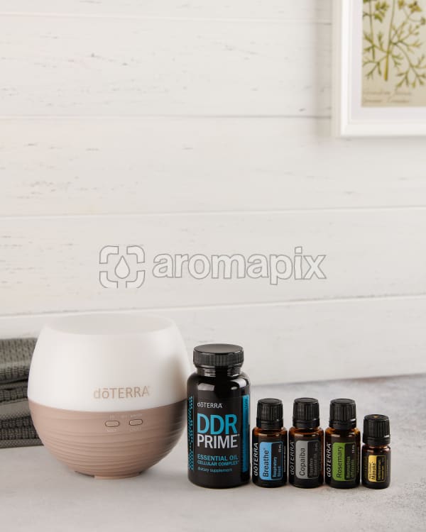 Doterra Breathe Lemon Peel Wooden Background Stock Photo f7bg1qo331f5